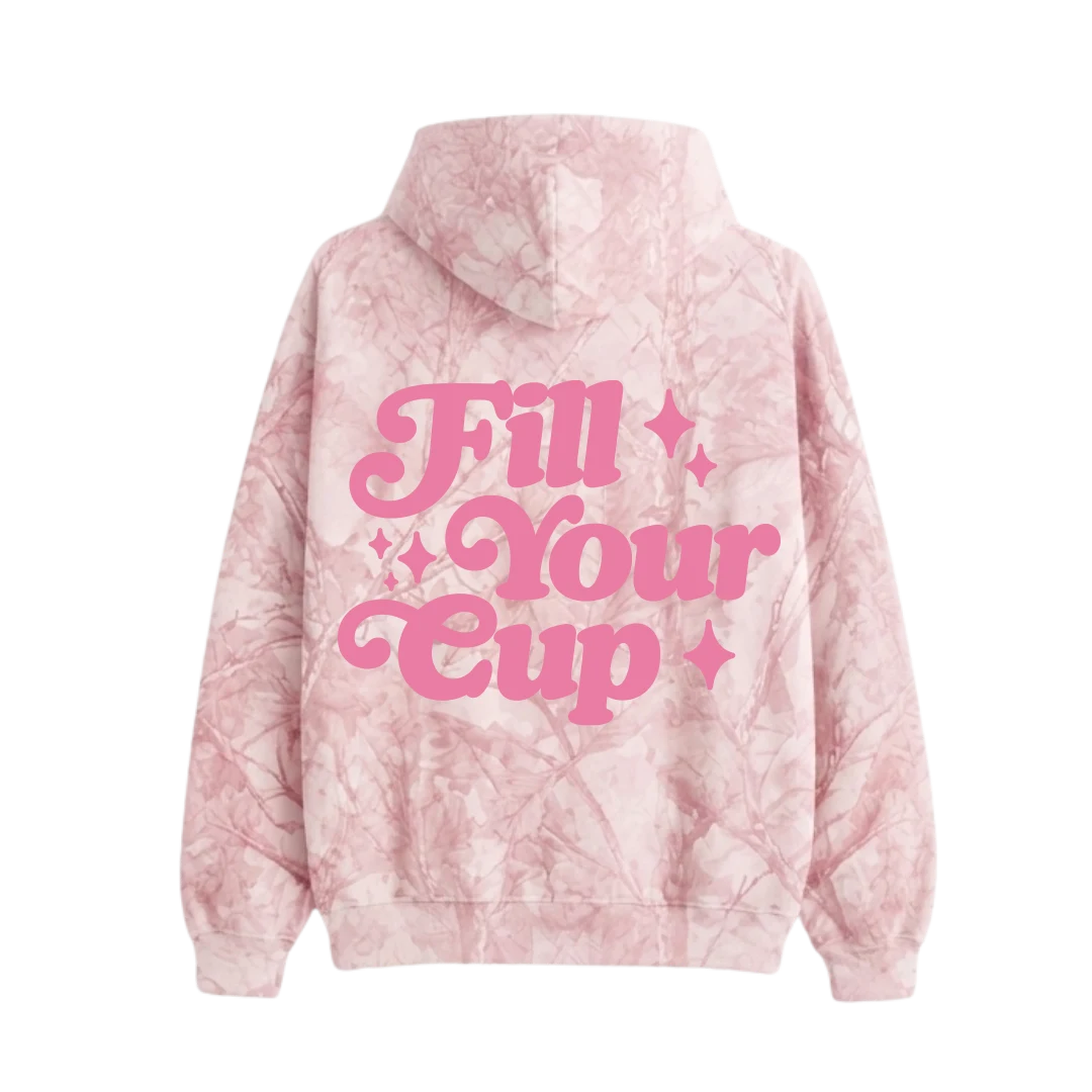 Pink Save the Cups hoodie, back